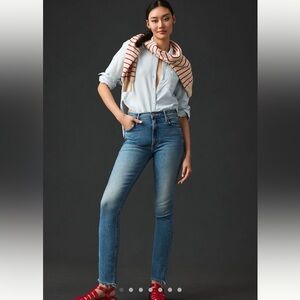 Mother The Dazzler mid-rise straight leg ankle fray Jean